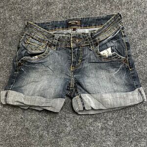 Underground Soul Shorts Womens Size 3 Blue Low Rise Cuffed Dark Wash Casual